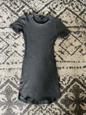 Forever 21 Ribbed Short Sleeve Mini Dress Charcoal Gray Women Size S